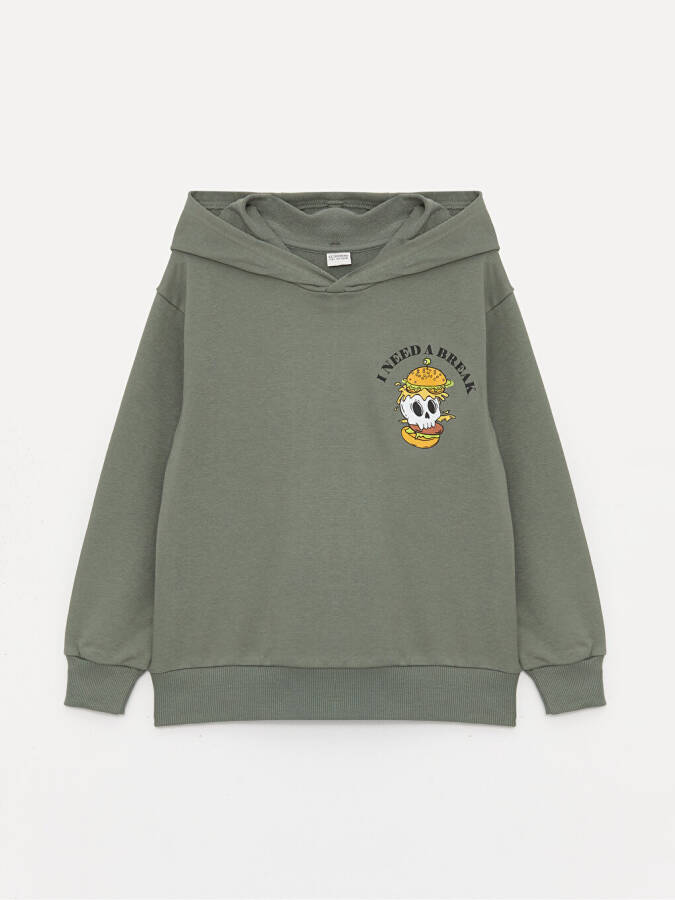 Baskılı Uzun Kollu Erkek Çocuk Hoodie - 11