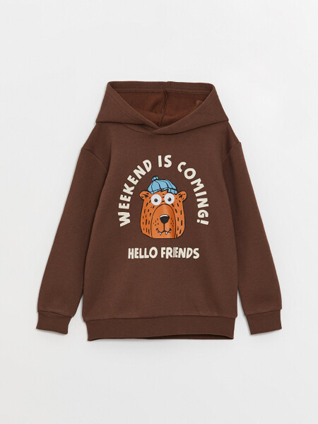 Baskılı Uzun Kollu Erkek Çocuk Hoodie - 4