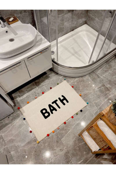 Bath Written Pompom Bath Mat 90×57 - 6