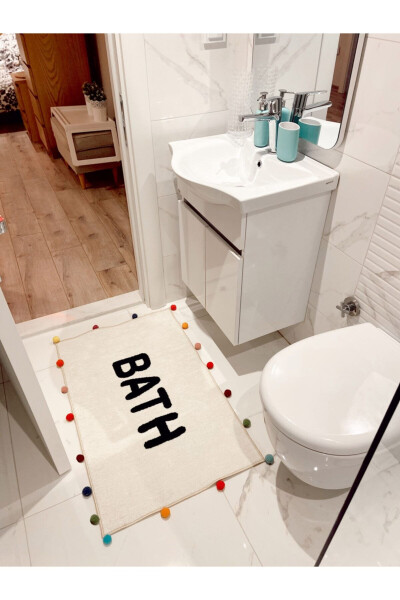 Bath Written Pompom Bath Mat 90×57 - 10