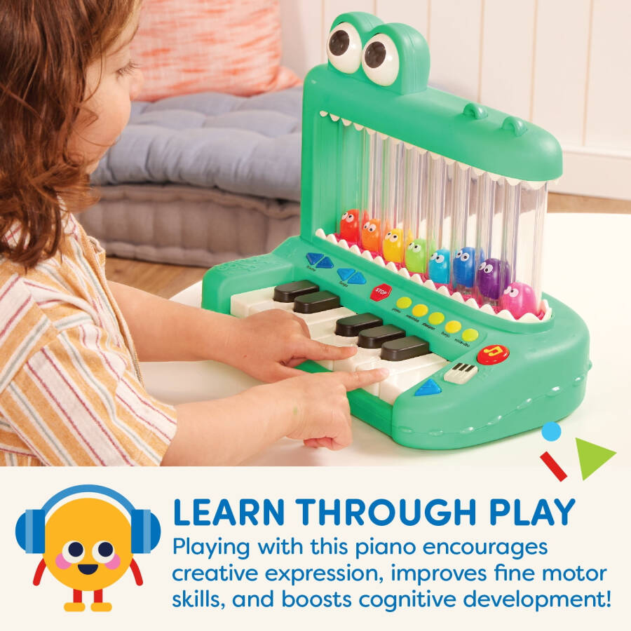 Battat Croco Pop Piano Toy Keyboard with Songs Sounds Lights, Baby and Toddler Toys - 12