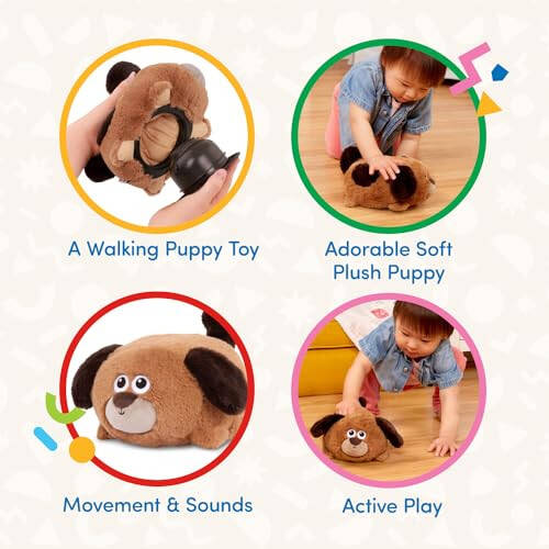 Battat – Plush Crawling Toy Dog – Interactive Stuffed Animal – Toy Puppy With Movement & Sounds – Tummy Time Toys For Toddlers – 12 Months + – Wag n' Waddle Pup - 4