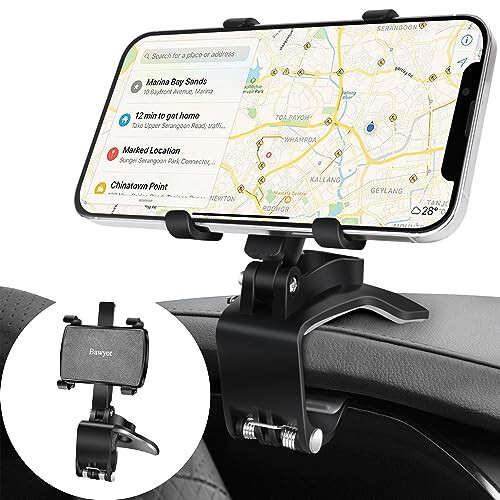 Bawyot Car Phone Holder for Dashboard 360 Degree Rotation Multifunctional One Hand Operation Clip Design Phone Mount Compatible with 4-7 inch Smartphones - 1