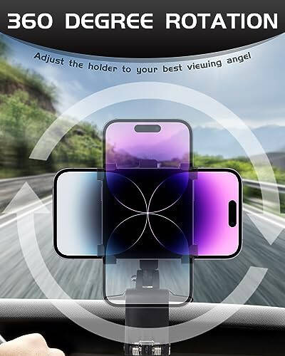 Bawyot Car Phone Holder for Dashboard 360 Degree Rotation Multifunctional One Hand Operation Clip Design Phone Mount Compatible with 4-7 inch Smartphones - 3