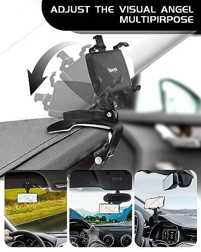 Bawyot Car Phone Holder for Dashboard 360 Degree Rotation Multifunctional One Hand Operation Clip Design Phone Mount Compatible with 4-7 inch Smartphones - 4