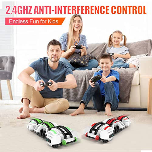 BAZADER RC Cars with LED Lights - Remote Control Car Snake 360° Roll Toys, Birthday for Kids Age 7 8 9 10 11+ Year Old, 2 Batteries 60+min, Indoor/Outdoor Toys for 6-12 yr Teen Boys - 4