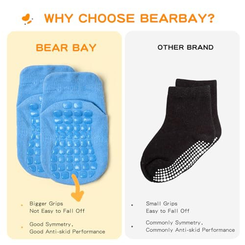 Bearbay Baby Ankle Socks with Grippers (9 Pair) for 6 months-7 years old Ankle Socks for Infant Toddler Boy Girl - 33