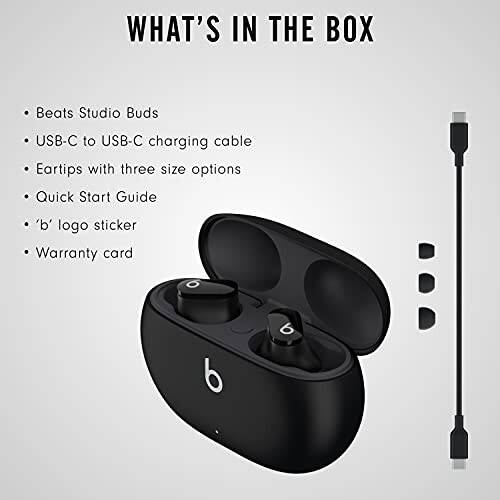 Beats Studio Buds - Gerçek Kablosuz Gürültü Önleme Kulaklıkları - Apple ve Android ile Uyumlu, Dahili Mikrofon, IPX4 Derecelendirmesi, Ter Dayanıklı Kulaklıklar, Sınıf 1 Bluetooth Kulaklıklar - Siyah - 6