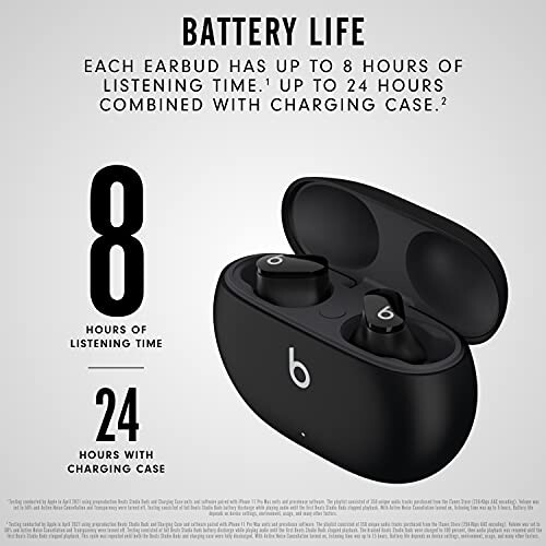 Beats Studio Buds - True Wireless Noise Cancelling Earbuds - Compatible with Apple & Android, Built-in Microphone, IPX4 Rating, Sweat Resistant Earphones, Class 1 Bluetooth Headphones - Black - 5