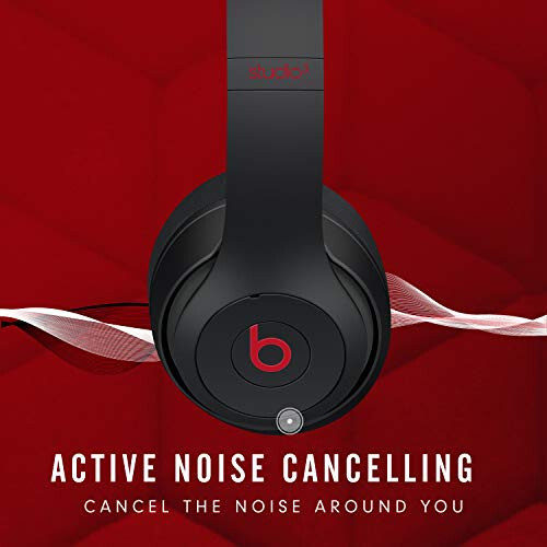 Beats Studio3 Wireless Noise Cancelling Over-Ear Headphones - Apple W1 Headphone Chip, Class 1 Bluetooth, 22 Hours of Listening Time, Built-in Microphone - Defiant Black-Red - 3