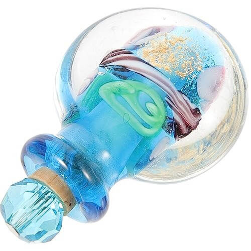 Beaupretty Glass Diffuser Glass Oil Diffuser Pendant Glass Perfume Bottle Pendant Glass Oil Bottle Charms Refillable Car Air Freshener Glass Perfume Diffuser Pendant Oblate Simple Decoration - 1