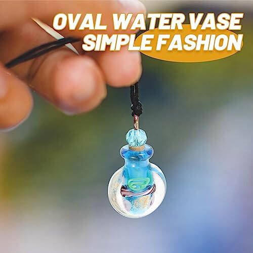 Beaupretty Glass Diffuser Glass Oil Diffuser Pendant Glass Perfume Bottle Pendant Glass Oil Bottle Charms Refillable Car Air Freshener Glass Perfume Diffuser Pendant Oblate Simple Decoration - 3