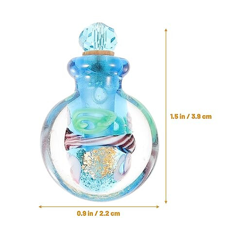 Beaupretty Glass Diffuser Glass Oil Diffuser Pendant Glass Perfume Bottle Pendant Glass Oil Bottle Charms Refillable Car Air Freshener Glass Perfume Diffuser Pendant Oblate Simple Decoration - 6