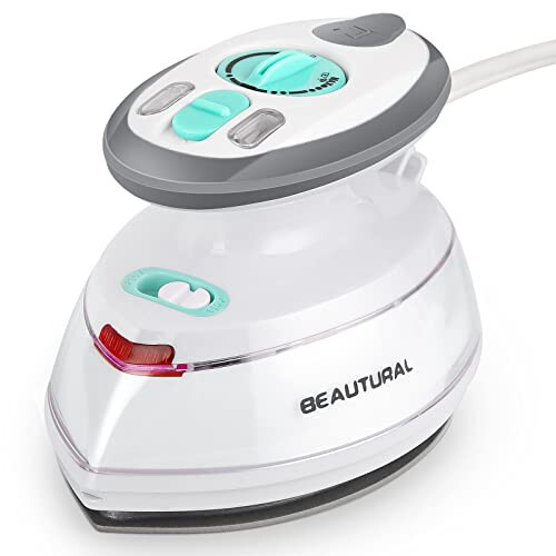 BEAUTURAL Mini Travel Steam Iron for Clothes with Dual Voltage, Non-Stick Soleplate, Anti-Slip Handle, Ideal for Sewing, Quilting and Handcraft - 1