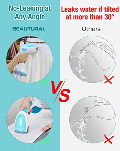 BEAUTURAL Steamer for Clothes, Portable Handheld Garment Fabric Wrinkles Remover, 30-Second Fast Heat-up, Auto-Off, Large Detachable Water Tank - 3