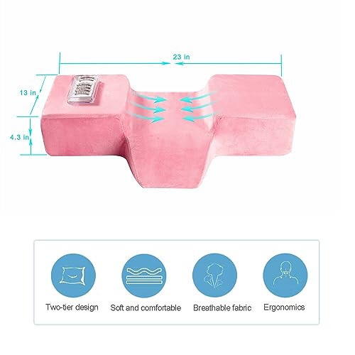 Beauty Salon Eyelash Extension Pillow Memory Foam Lash Pillow with Velvet Pillowcase Ergonomic Curve Improve Cervical Pillows for Neck Pain(Pink) - 2