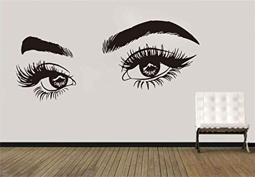 Beauty Salon Eyelashes Quote Wall Decal Stickers Make Up Eye Store Home Decor Murals AD15 (Black) - 1