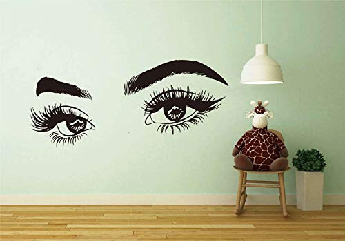 Beauty Salon Eyelashes Quote Wall Decal Stickers Make Up Eye Store Home Decor Murals AD15 (Black) - 2