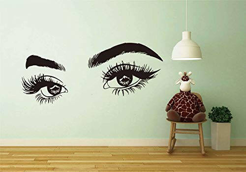 Beauty Salon Eyelashes Quote Wall Decal Stickers Make Up Eye Store Home Decor Murals AD15 (Black) - 2