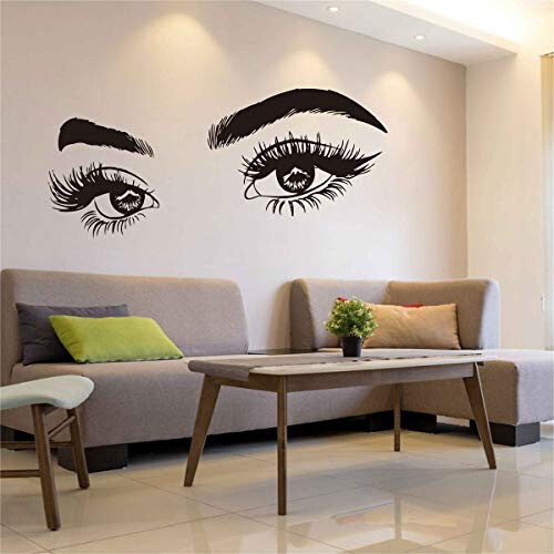 Beauty Salon Eyelashes Quote Wall Decal Stickers Make Up Eye Store Home Decor Murals AD15 (Black) - 3