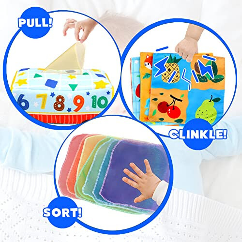 Bebek Duyusal Dokuma Kutu Oyuncağı - Montessori Bebek Oyuncakları 0 6 9 12 18 Ay - 1 2 3 Bir Yaşındaki Erkek Kız Bebekler İçin Bebek Hediyeleri - Yeni Doğan Yüksek Kontrast Kırışan Oyuncaklar Bebek Eğitici Öğrenme Etkinlikleri - 3