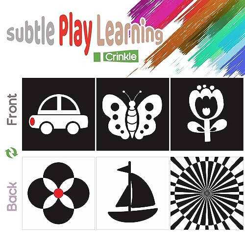 Bebek Oyuncakları 6 - 12 Ay - Bebek Mendil Kutusu Oyuncak - Montessori Oyuncakları 1 Yaş - Yumuşak Peluş & Yüksek Kontrast Kırışan Bebek Duyusal Oyuncakları, Kız & Erkek Erken Öğrenme Oyuncakları, Bebek Seyahat Oyuncakları, Bebek Hediyeleri - 4