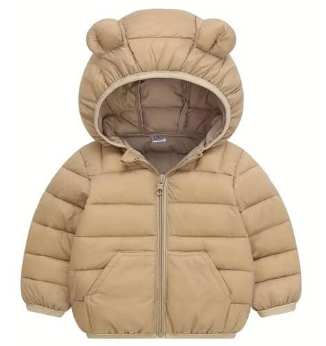 Bebeone Toddler Winter Coats Puffer Padded Jacket Baby Boys Girls Bear Hoods Down Jacket Light Weight Infant Outerwear - 1