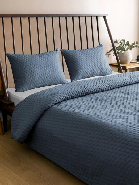 Bedspreado Washed Micro Indigo Bedspread Set Double 220x240 - 11