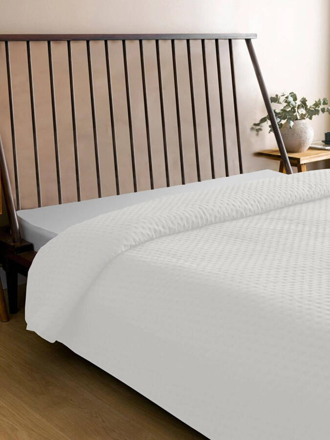 Bedspreado Yıkanmış Mikro Beyaz Yatak Örtüsü Çift Kişilik 200x220 - 7