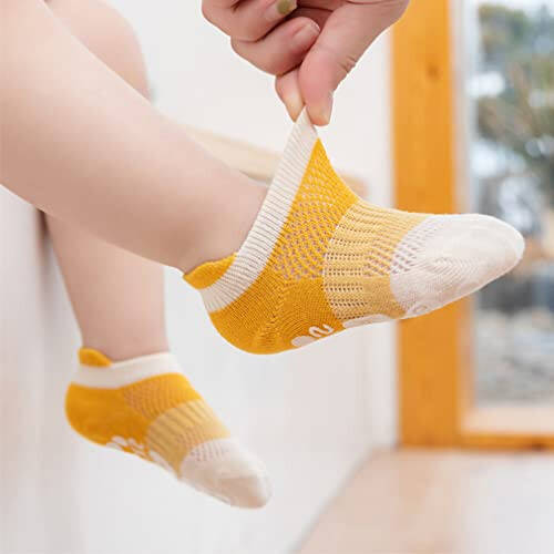 BEHELE Baby Grip Socks Toddler Non Slip Thin Mesh Infant Pointelle Eyelet Socks Unisex Girl Boy No Show Floor Ankle Socks - 32