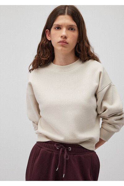 Beige Basic Crop Sweatshirt 1611147-70134 - 19