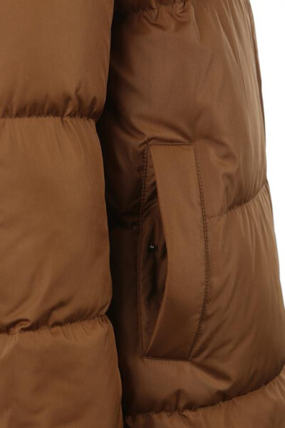 Beige Comfort Fit Hooded Fully Filled Winter Jacket - 13