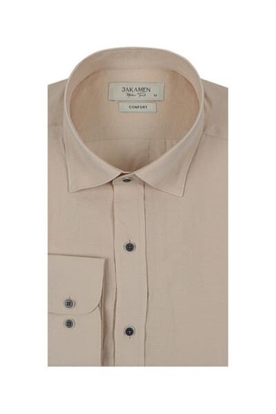 Beige Comfort Fit Normal Collar Shirt - 1