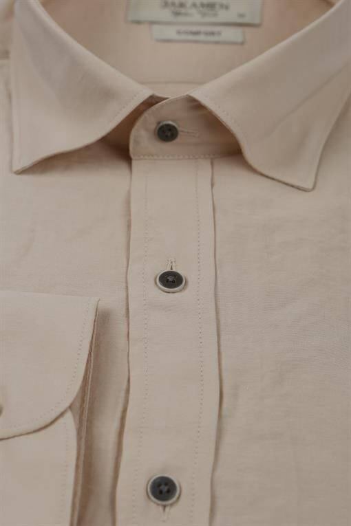 Beige Comfort Fit Normal Collar Shirt - 2