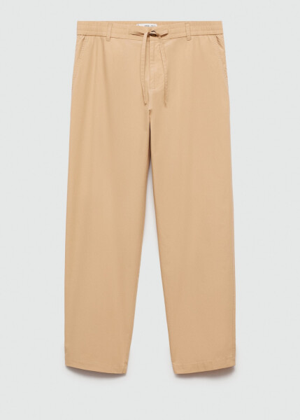 Beige cotton drawstring pants - 1