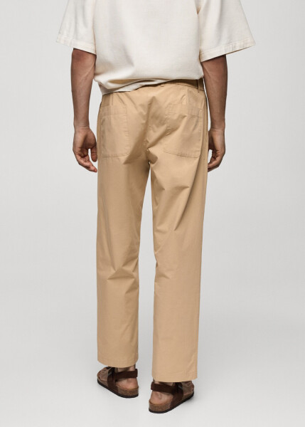 Beige cotton drawstring pants - 2