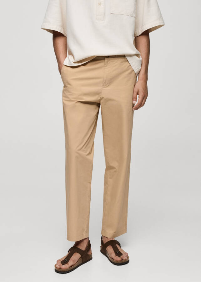 Beige cotton drawstring pants - 6