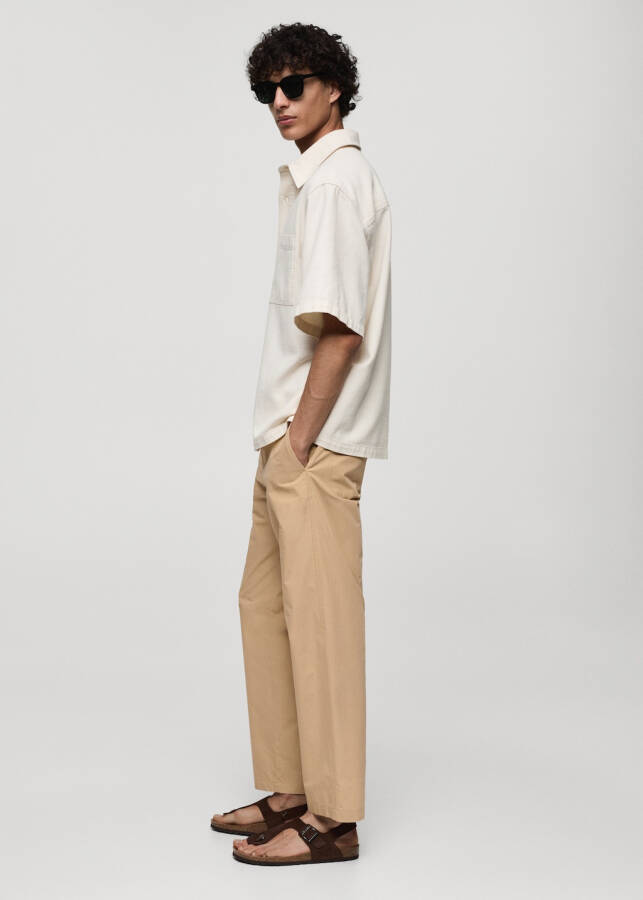 Beige cotton drawstring pants - 9