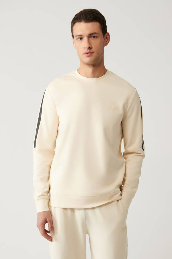 Beige Crew Neck Sweatshirt - 1