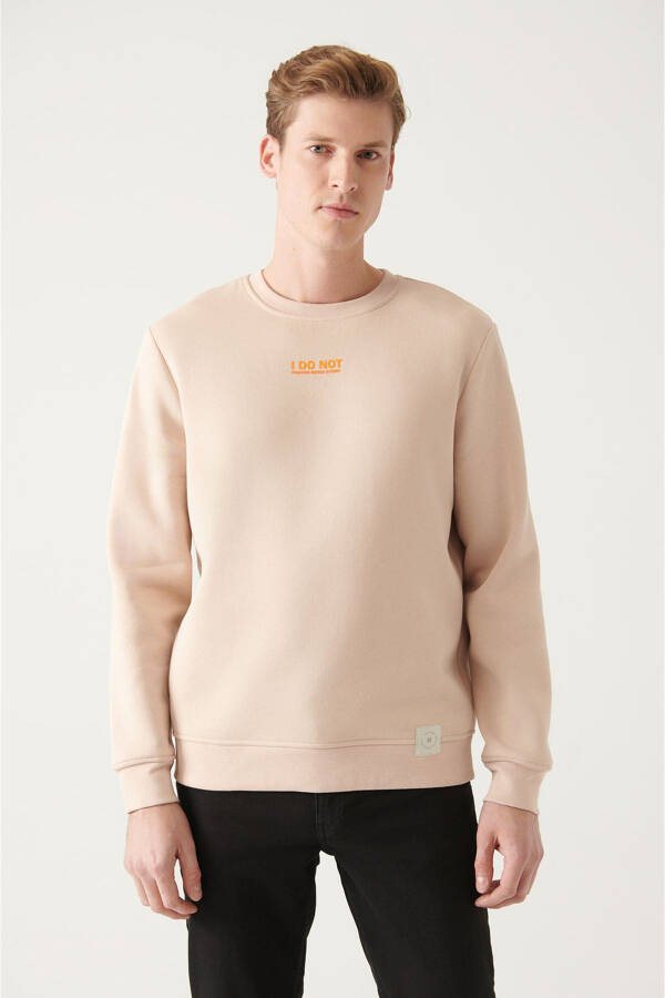 Beige Crew Neck Unisex Sweatshirt - 2