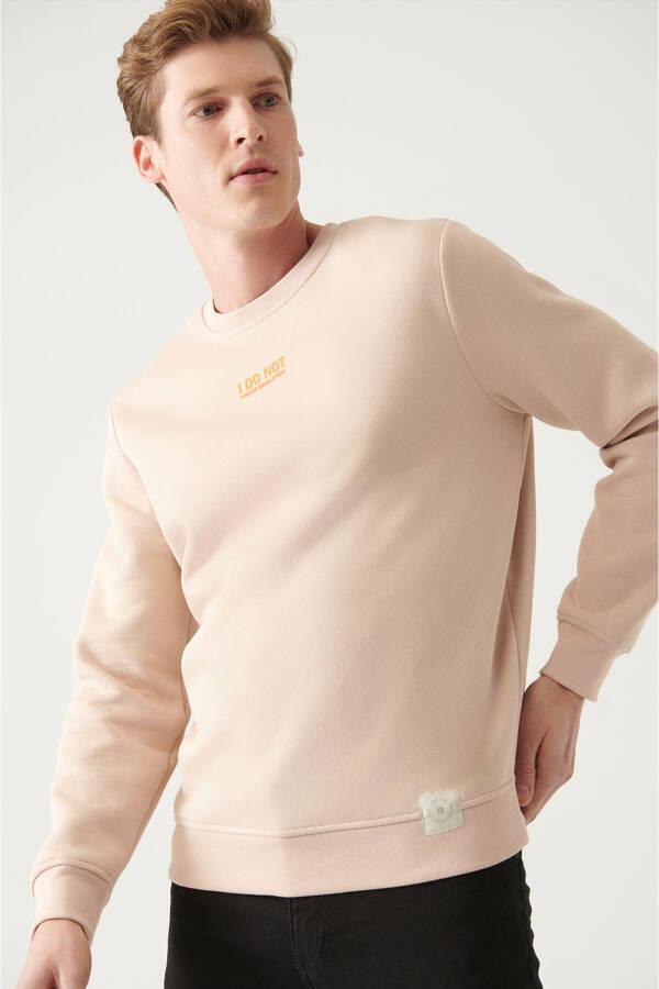 Beige Crew Neck Unisex Sweatshirt - 4