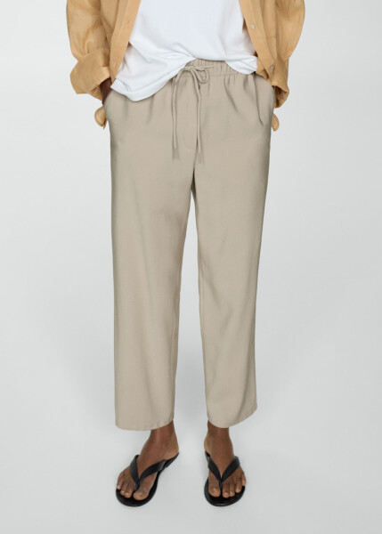 Beige drawstring jogger pants - 7