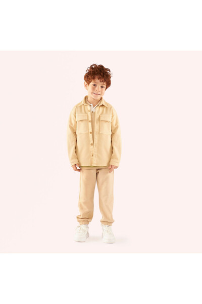 Beige Jacket with Pocket Details for Boys - 14