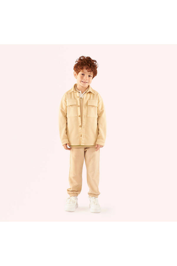 Beige Jacket with Pocket Details for Boys - 14