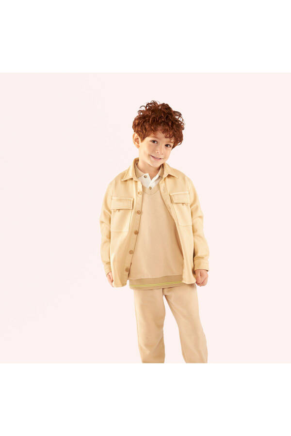 Beige Jacket with Pocket Details for Boys - 15