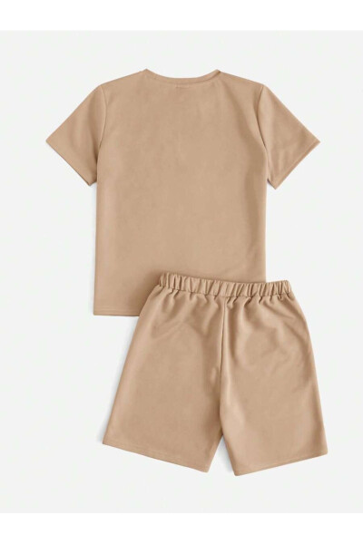 Beige Kids NASA Printed Shorts Set - 2