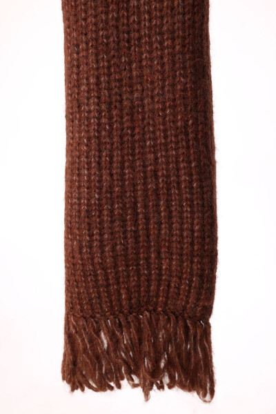 Beige Knit Scarf with Tassels - 10