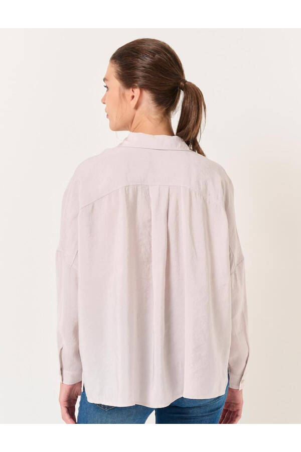 Beige Oversized Long Sleeve Basic Shirt - 10