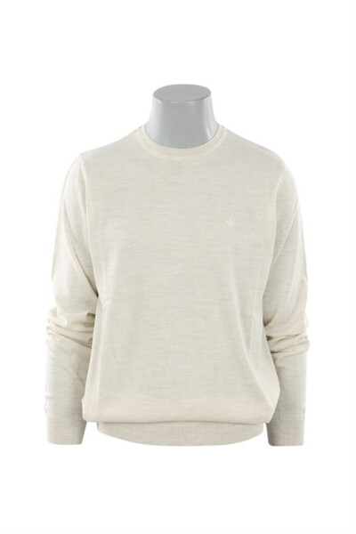 Beige Regular Fit Crew Neck Knit Sweater - 5