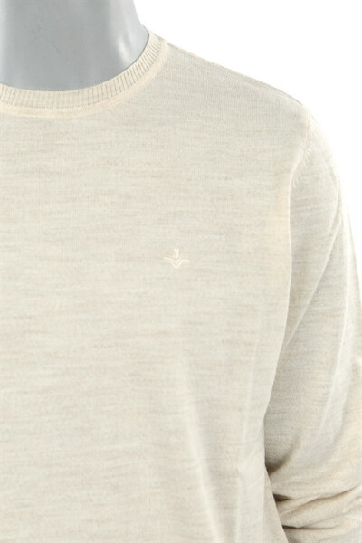 Beige Regular Fit Crew Neck Knit Sweater - 6